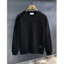 Men's Plus Size Textured Round Neck Long Sleeve Sweatshirt Black L