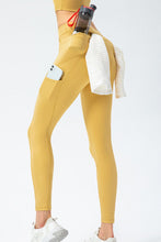 Full Size Slim Fit High Waist Long Sports Pants with Pockets Gold