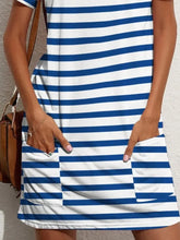 Contrast Striped Round Neck Short Sleeve Dress Casual Dresses