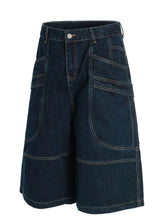 Men's Wide-Leg Denim Shorts with Contrast Stitching