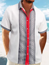 Men's Full Size Contrast Button Down Short Sleeve Shirt Plus Size White