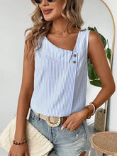 Decorative Button Asymmetrical Striped Tank Tanks & Camis