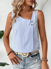 Decorative Button Asymmetrical Striped Tank Tanks & Camis