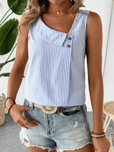 Decorative Button Asymmetrical Striped Tank Tanks & Camis