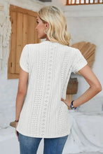 Decorative Button Eyelet V-Neck Short Sleeve T-Shirt Woman T Shirts