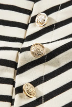 Decorative Button Striped Long Sleeve Sweatshirt Woman Sweatshirts