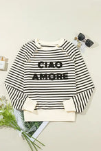 Decorative Button Striped Long Sleeve Sweatshirt Woman Sweatshirts