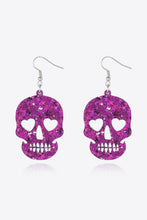 Acrylic Skull Drop Earrings Red-Violet One Size