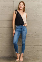 Perfee Contrast Color V-Neck Tie Shoulder Tank Top Tanks & Camis