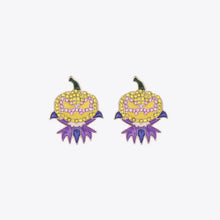 Demon Pumpkin Rhinestone Alloy Earrings Purple One Size Earrings