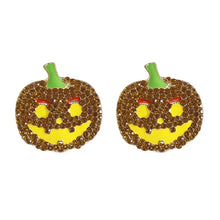 Demon Pumpkin Rhinestone Alloy Earrings Yellow One Size Earrings
