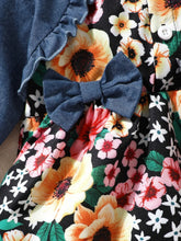 Floral Baby Dress with Denim Jacket and Bow Headband
