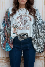 Desert Patchwork Floral Kimono Top for Women White Woman T Shirts