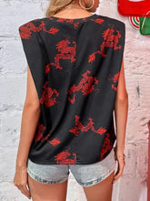 Devine Dragon Print Round Neck Cap Sleeve Top Woman T Shirts