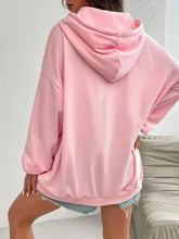 Pink Devine Drawstring Long Sleeve Hoodie with Oversized Fit