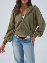 Devine Drawstring Zip Up Long Sleeve Hoodie Woman Sweatshirts