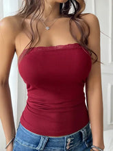 Devine Lace Detail Tube Top Burgundy Tanks & Camis