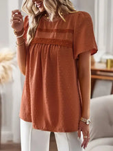 Devine Lace mustard yellow short sleeve blouse with round neck