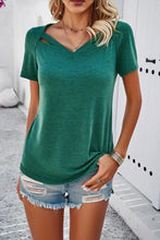 Devine V-Neck Short Sleeve T-Shirt Dark Green Woman T Shirts