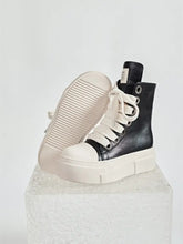 Platform Lace Up Contrast Sneakers Black Woman Sneakers
