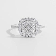 925 Sterling Silver Inlaid Zircon Square Shape Ring Silver