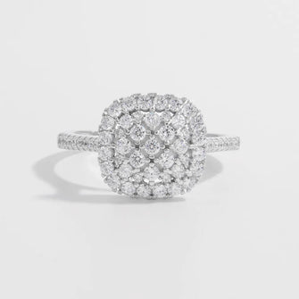 925 Sterling Silver Inlaid Zircon Square Shape Ring Silver