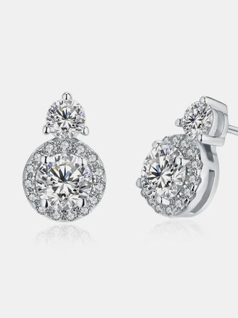 1 Carat Moissanite 925 Sterling Silver Earrings Silver One Size