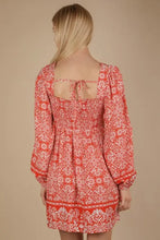 VERY J Printed Smocked Chest Boho Mini Dress Casual Dresses