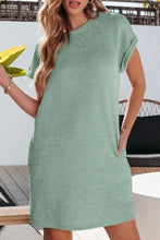 Solid Color Textured Crinkle Short Sleeve T Shirt Dress Casual Dresses