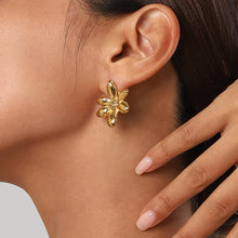 Stainless Steel Flower Earrings Gold One Size