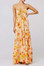 Floral Print Tie Front Tiered Maxi Dress Woman Maxi Dress