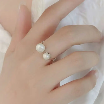 Pearl 925 Sterling Silver Open Ring Silver One Size Fine Jewelry