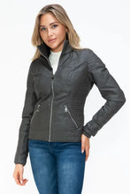YMI Faux Layered Double-Zipper Jacket with Fuzzy Hood Woman Outerwear