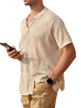 Men's Full Size Button Down Short Sleeve Plus Size Khaki