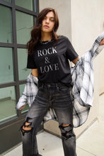 Simply Love Full Size ROCK ＆ LOVE Short Sleeve T-Shirt Black