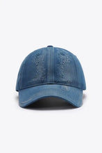 Distressed adjustable baseball cap with curved brim