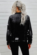 Distressed Raw Hem Denim Jacket Woman Outerwear