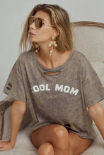 Distressed Cool Mom Print Gray T Shirt for Women