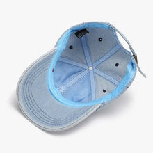 Light blue distressed cotton baseball cap with sweatband