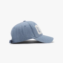 Light blue distressed cotton baseball cap with white patch