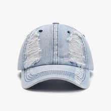 Light blue distressed cotton baseball cap