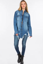Distressed Frayed Hem Denim Jacket for Women Woman Outerwear