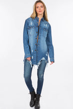 Distressed Frayed Hem Denim Jacket for Women