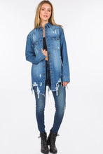 Distressed Frayed Hem Denim Jacket for Women