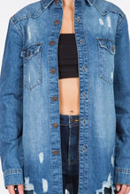 Distressed Frayed Hem Denim Jacket for Women Woman Outerwear