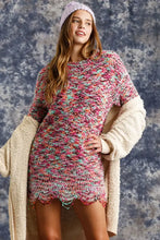 Distressed Hem Multicolored Knit Tunic Dress for Women MINT PINK Woman Sweater Dresses