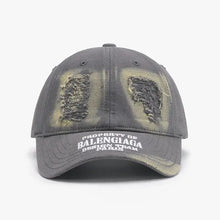 Distressed Letter Cotton Baseball Cap Gray One Size Hats