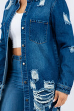 Distressed Long Sleeve Denim Jacket for Women