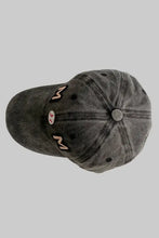 Distressed mom baseball cap in dark gray with embroidered designs
