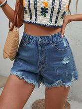 Distressed Raw Hem Denim Shorts Denim Shorts
